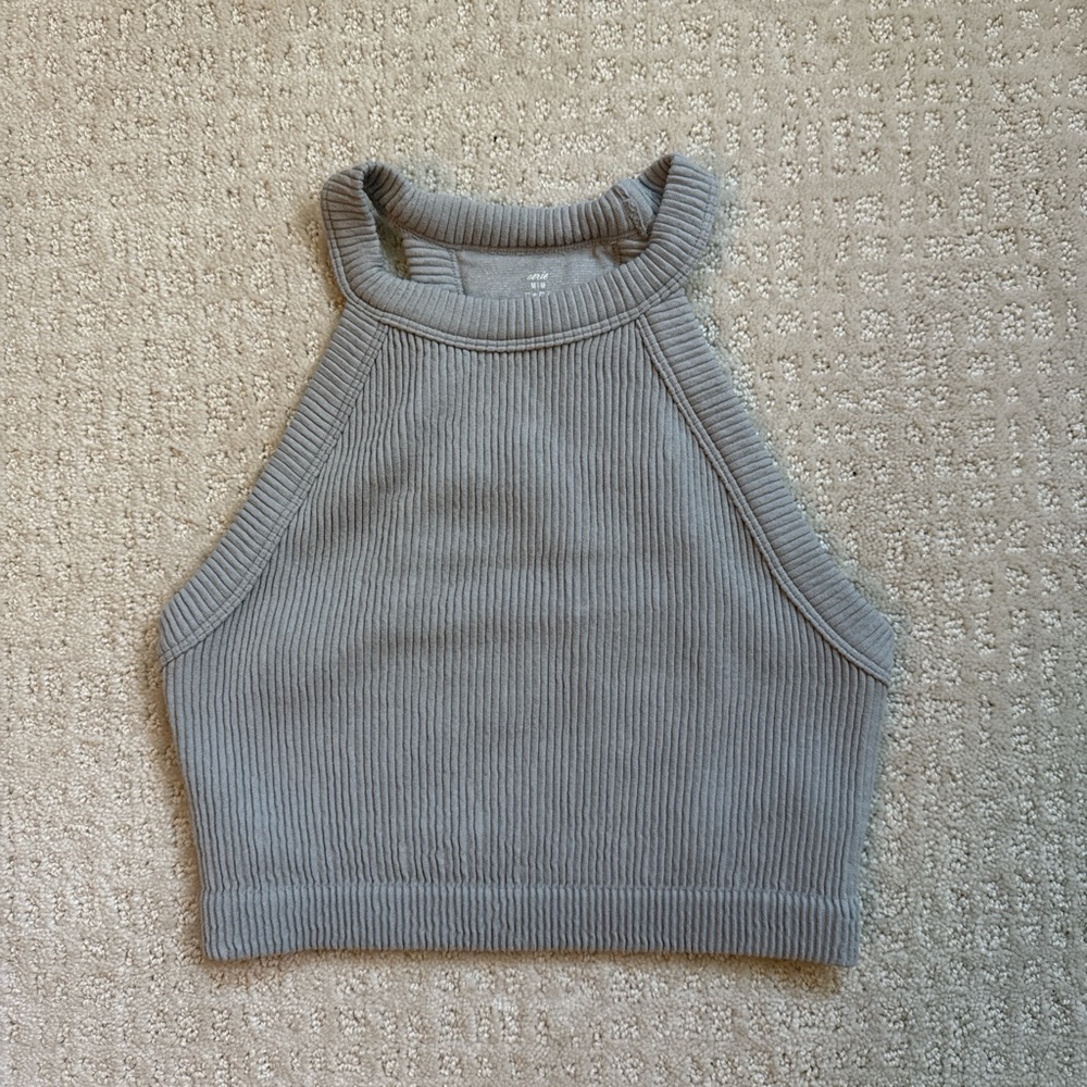 Aerie Light Gray Ribbed Top
